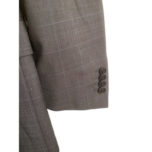BARNEYS NEW YORK 48C Wool Sport Coat Suit Blazer Window Pane Check Gray Blue 48 - Picture 4 of 8